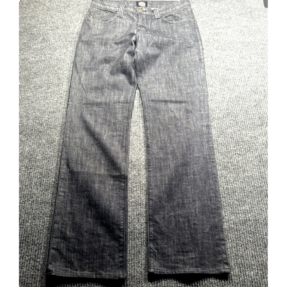 Rock & Republic Jeans Mens 33 Black Neil Button Fly Embroidered Denim Retro Y2K